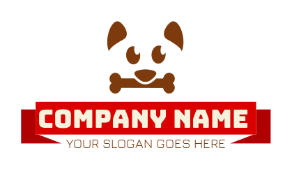 negative space puppy with bone and ribbon logo maker