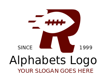 sports logo Letter R behind rugby ball