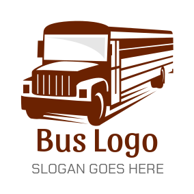 negative space school bus logo maker