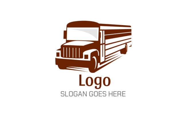 negative space school bus logo maker