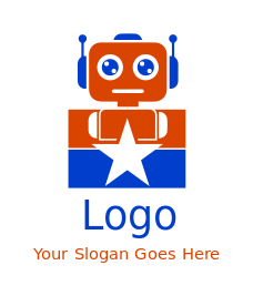 negative space star in cute robot