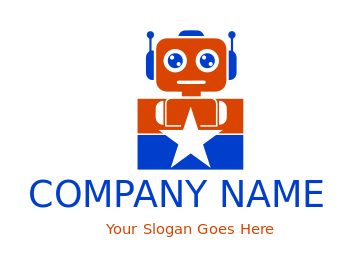 negative space star in cute robot