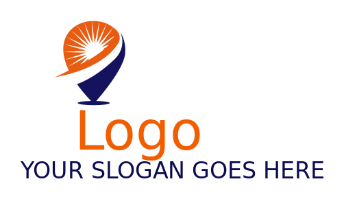 travel logo sun rays driveway in location pin