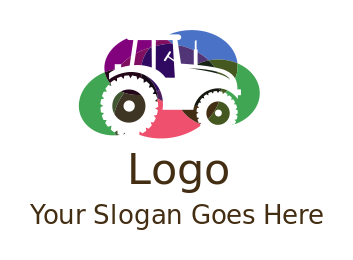 agriculture logo tractor with colorful circles