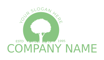 landscape logo tree and grass in circle