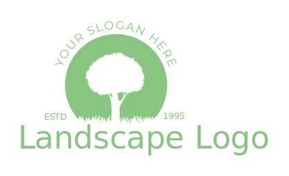 landscape logo tree and grass in circle