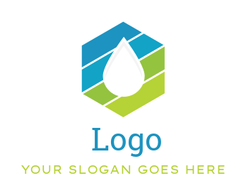 cleaning logo maker water drop in hexagon