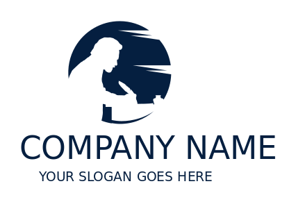 publishing logo negative space writer in circle