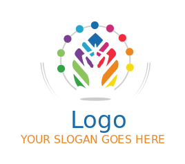 spa logo negative space yoga person in dots