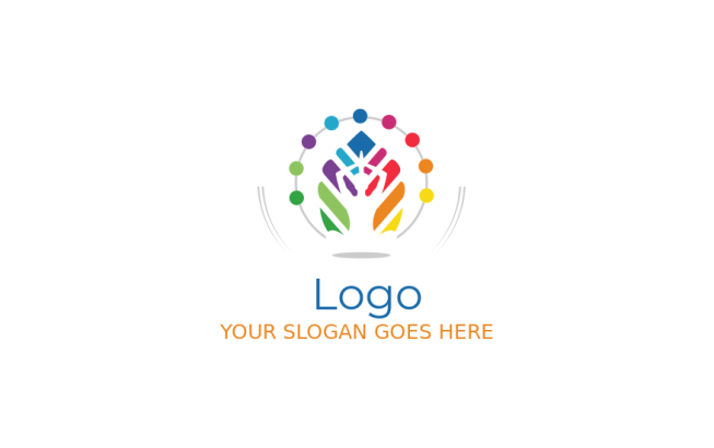 spa logo negative space yoga person in dots