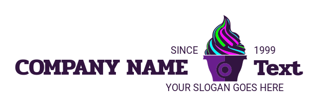 ice cream parlor logo neon yogurt swirls in cup