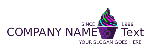 ice cream parlor logo neon yogurt swirls in cup