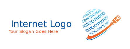 internet logo network cable with binary globe