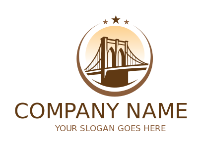 New York Bridge in a circle with stars