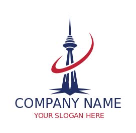 New York City cityscape tower with swoosh