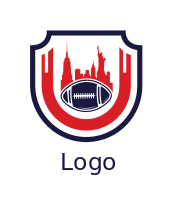 New York skyline with football in shield