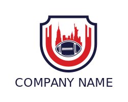 New York skyline with football in shield
