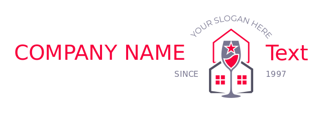 make nightclub logo wine glass and star in house