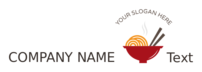 Korean restaurant logo noodles chopsticks in bowl 