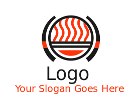 food logo abstract noodles in bowl chopsticks