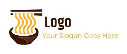 food logo abstract noodles chopsticks and bowl