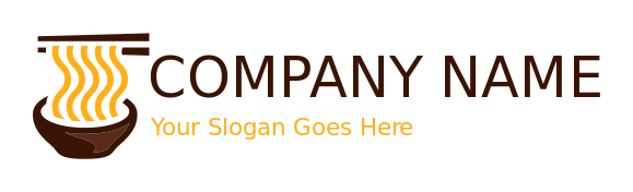 food logo abstract noodles chopsticks and bowl