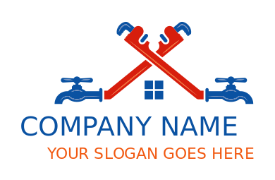 construction logo water pipe lines with wrench