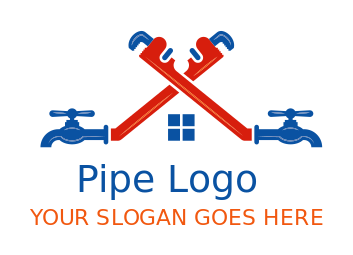 construction logo water pipe lines with wrench