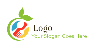 nutritionist fork and spoon with swoosh leaves logo maker