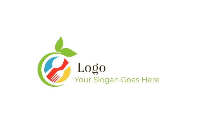 nutritionist fork and spoon with swoosh leaves logo maker