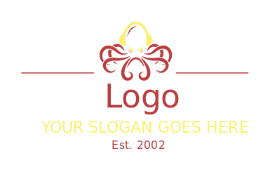 restaurant logo maker octopus with headphone