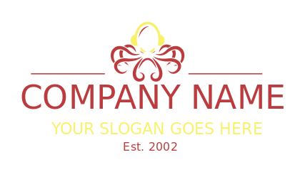 restaurant logo maker octopus with headphone