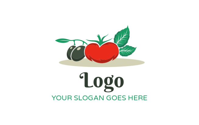 logo visual of olives and tomato ingredients for restaurant