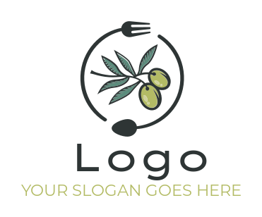 restaurant logo image olives in fork and spoon