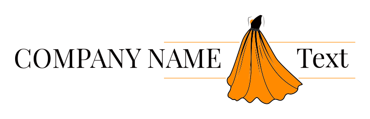 one shoulder dress in orange and black logo illustration