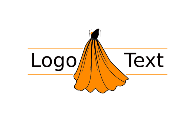 one shoulder dress in orange and black illustration Logo