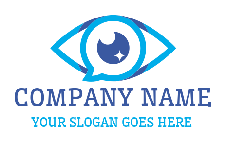 optometry logo symbol eye with speech bubble