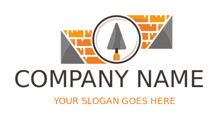 contractor logo mason trowel in orange bricks 