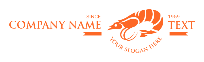 restaurant logo orange shrimp with small eye