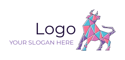 make an animal logo origami bull line art - logodesign.net