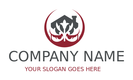 landscape logo ornament plant in house shape