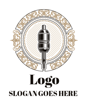 tattoo shop logo ornament and needle head