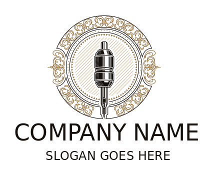 tattoo shop logo ornament and needle head