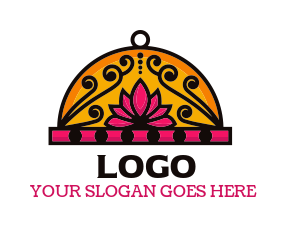 indian restaurant logo maker ornamental cloche