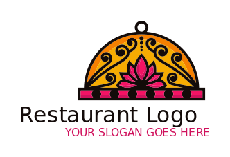 indian restaurant logo maker ornamental cloche