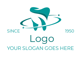 orthodontics logo tooth in swooshes with stars