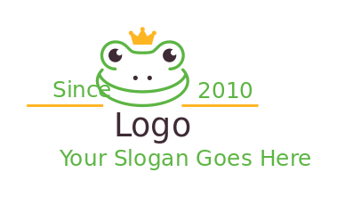 animal logo outline of frog face with crown