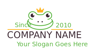 animal logo outline of frog face with crown