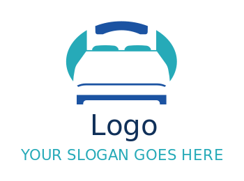 hotel logo online negative space bed in oval
