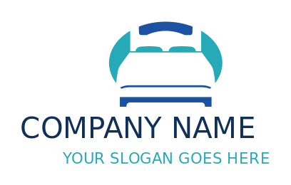 hotel logo online negative space bed in oval